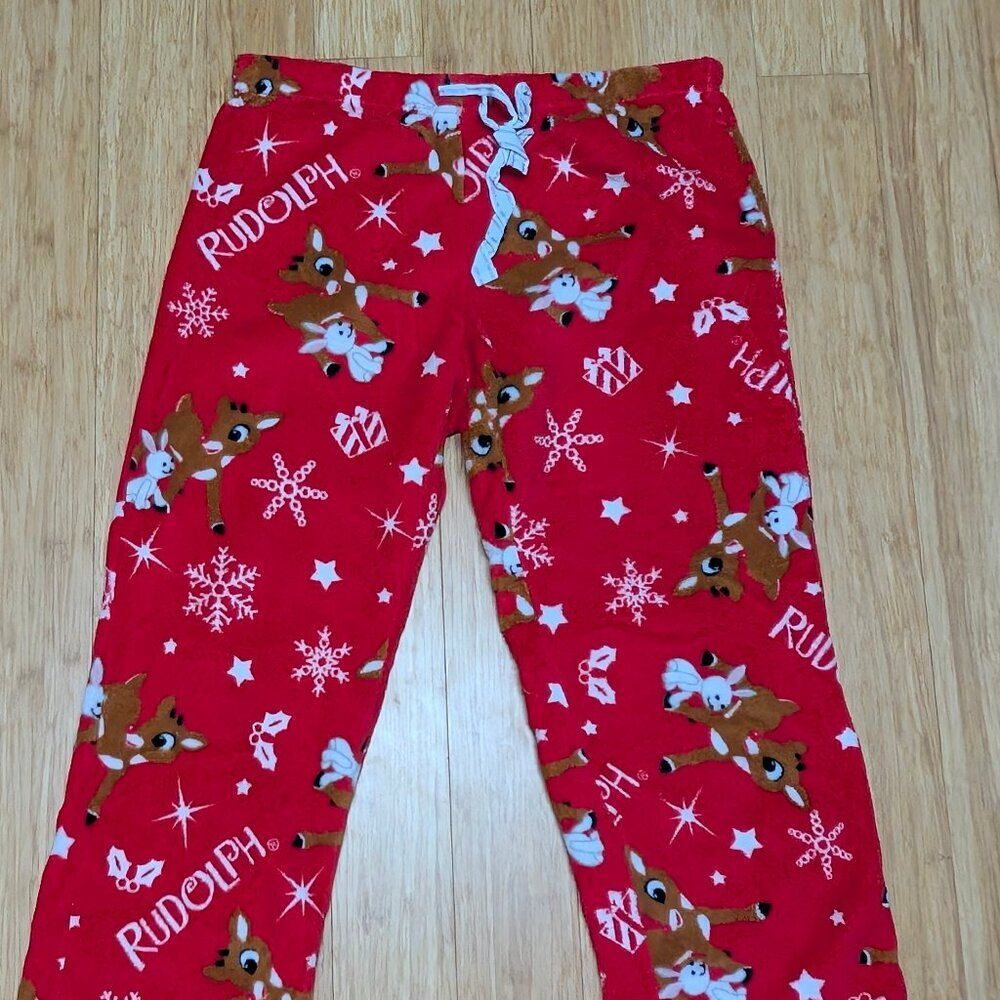 Rudolph The Red Nosed Reindeer Fuzzy Pajama Pants Size L - Picture 2 of 5
